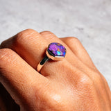 Purple copper turquoise hexagon 925 sz8.25 ring