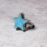 Aquamarine star 925 sz7 ring