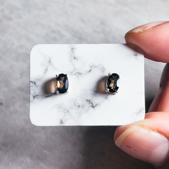 Smokey topaz oval 925 studs