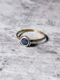 Sapphire flower brass & 925 ring sz7