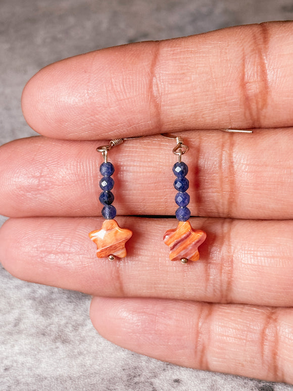 Blue kyanite spiny oyster star 925 dangles