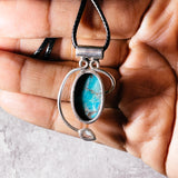 Blue topaz & blue copper turquoise 925 pendant