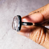 Black tourmaline rutile quartz sz9 925 ring