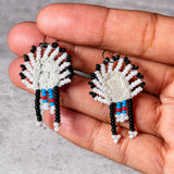 Vintage beaded leather earrings