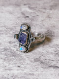 Tanzanite moonstone topaz 925 ring sz8