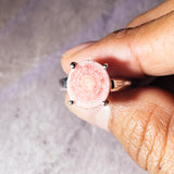 Rhodochrosite slice sz8.5 925 ring