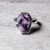 Lepidolite coffin 925 sz7.75 ring