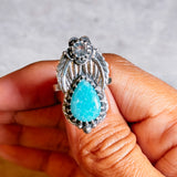 Amazonite blue topaz 925 sz8 ring