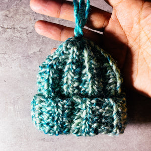 Handmade crochet beanie ornament