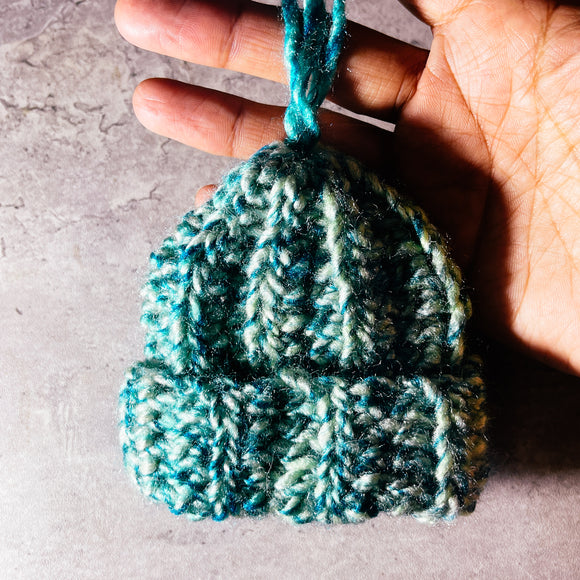 Handmade crochet beanie ornament