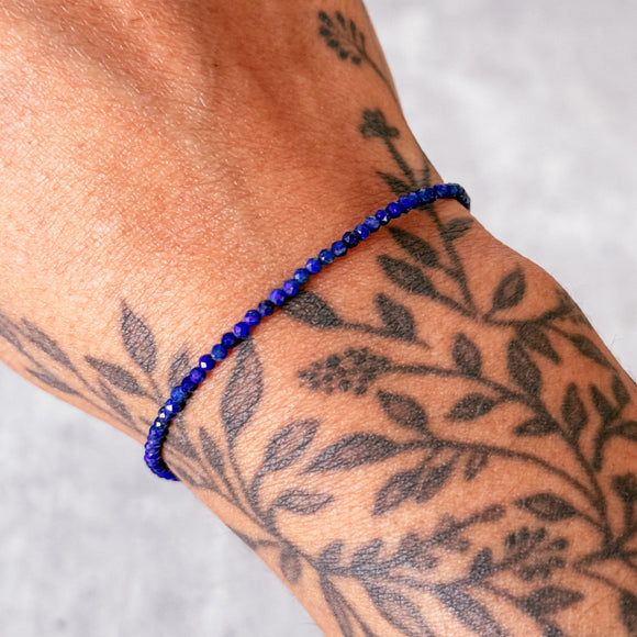 Faceted Lapis lazuli micro 925 bracelet