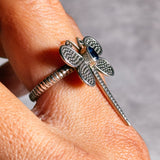 Faceted kyanite dragonfly 925 sz7.75 ring