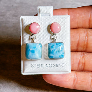 Conch shell & Larimar 925 studs