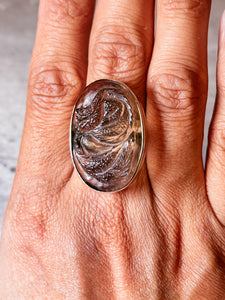 Smokey Quartz dragon 925 ring