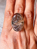 Smokey Quartz dragon 925 ring