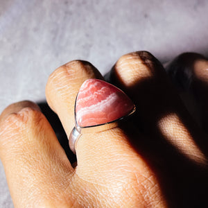 Rhodochrosite sz8 925 ring