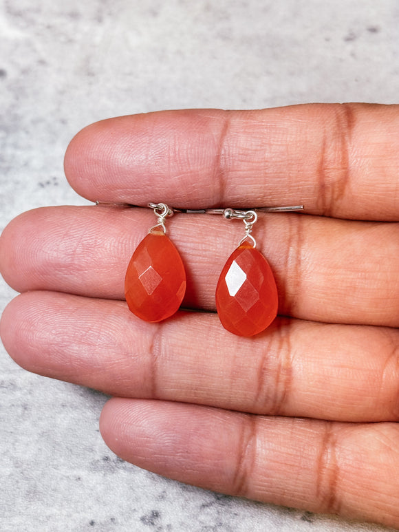 Carnelian 925 faceted drop dangles