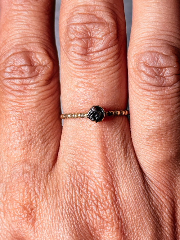 Shungite brass ring sz8.5