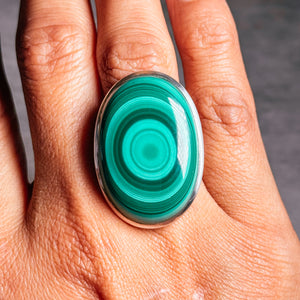 Statement Malachite 925 sz7 ring