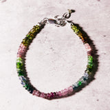 Multi tourmaline smooth rondelle 925 bracelet