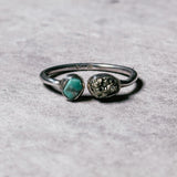 Turquoise pyrite 925 sz6.75 ring