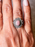 Rhodochrosite 925 sz6 ring