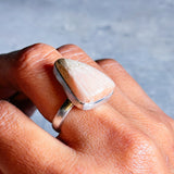 Peach scolecite 925 sz9 ring