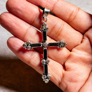 Tourmaline herkimer 925 cross pendant