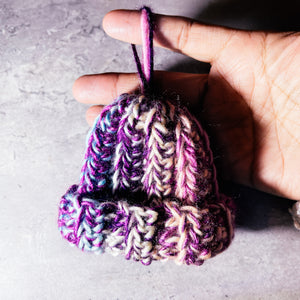 Handmade crochet beanie ornament