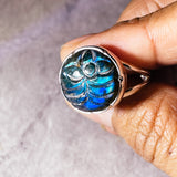 Carved Labradorite sz10 925 ring