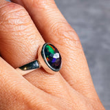 Black opal 925 sz7 ring