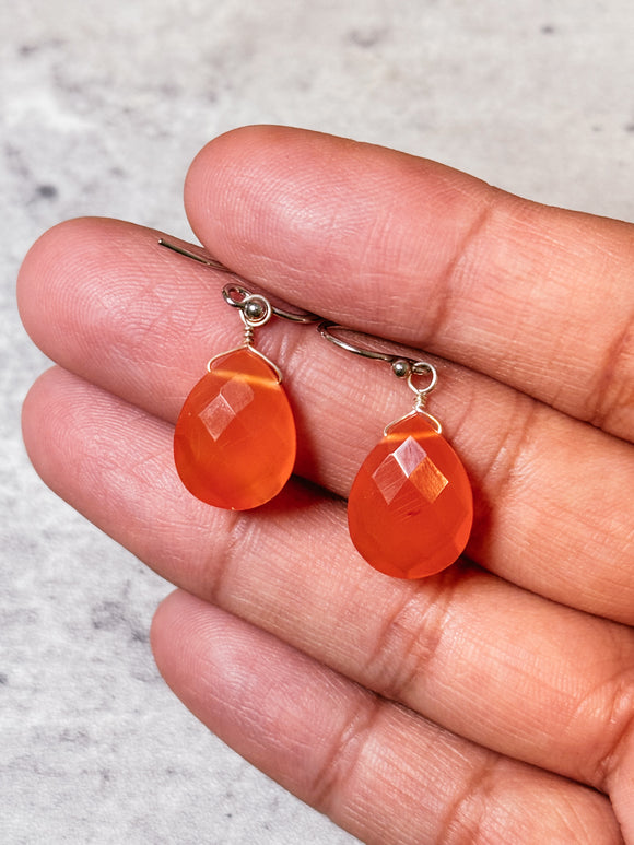 Carnelian 925 faceted drop dangles