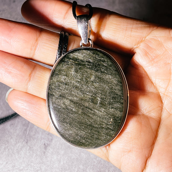 Gold sheen obsidian 925 pendant