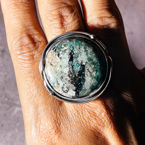 Chrysocolla sz8 925 ring