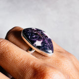 Lepidolite 925 sz6 adjustable ring