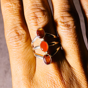 Hessonite carnelian sz9 925 ring