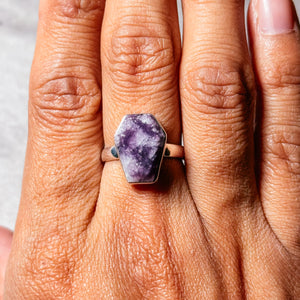 Lepidolite coffin 925 sz7.75 ring