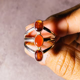 Hessonite carnelian sz9 925 ring