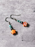 Kingman turquoise NP spiny oyster star 925 earrings