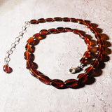 Hessonite garnet nuggets 925 necklace