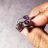 Amethyst cacoxenite sz8.5 925 ring