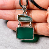 Ancient Roman glass & green onyx 925 pendant