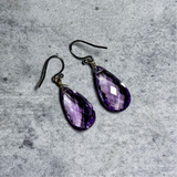 Amethyst faceted drop 925 earrings