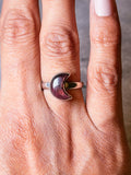 Red labradorite moon 925 ring