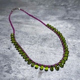 Peridot briolette & pink sapphire faceted rondel 925 necklace