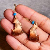 Copper wolf earring & necklace set