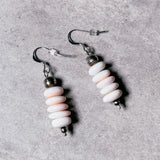 Pink conch Navajo sterling earrings