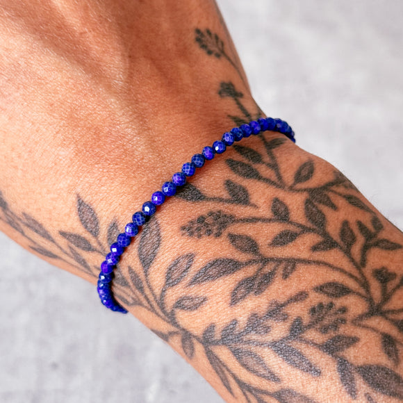 Faceted Lapis lazuli med 925 bracelet