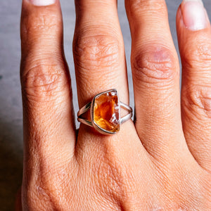 Rough Citrine 925 ring sz8