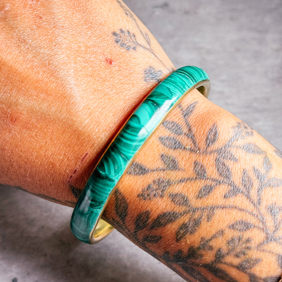 Malachite brass bangle